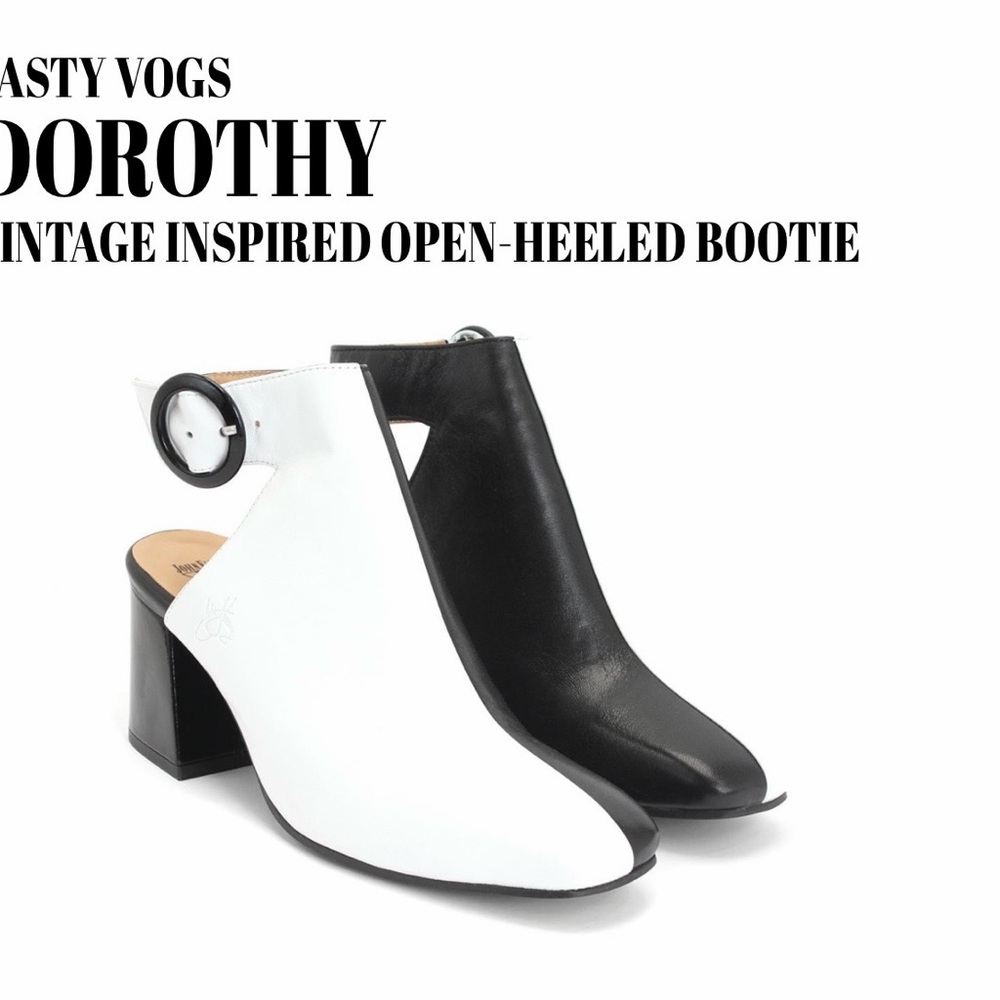 John Fluevog Black and White Heeled Booties